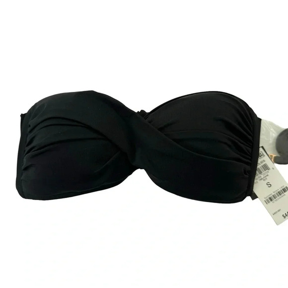 NWT Bar III Twist Bandeau Bikini Swim Top With Removable Straps Size S Black - Picture 5 of 13